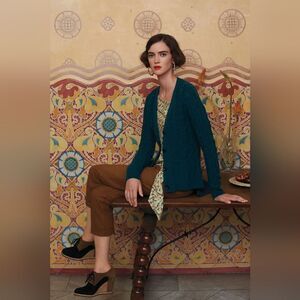 Anthropologie Far Away From Close Wool Cardigan L Dark Academia Romantic Preppy
